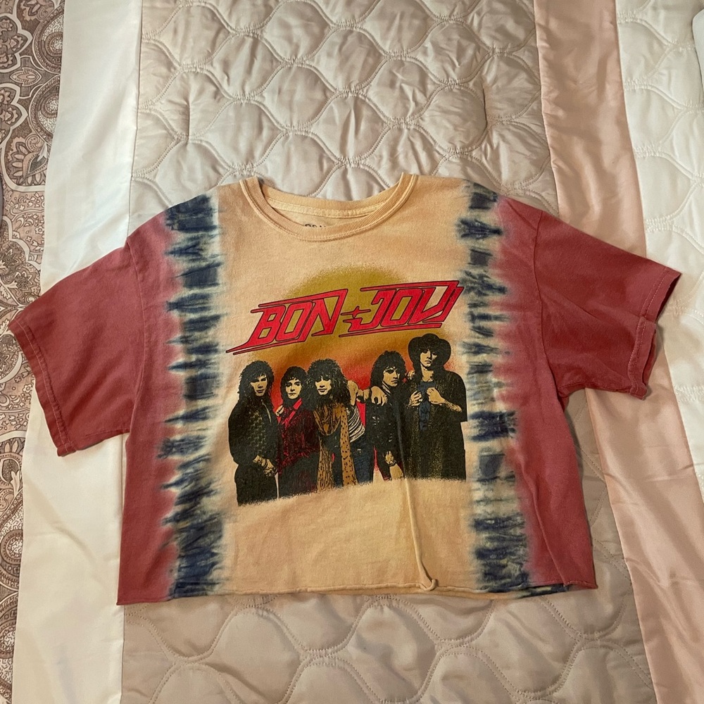 Forever 21 Bon Jovi tie dye crop top